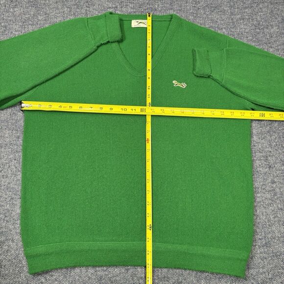 Vintage The Fox Knit Sweater Green Soft Wool V-Neck JC Penny Mens Large 60s 70s - Picture 6 of 6